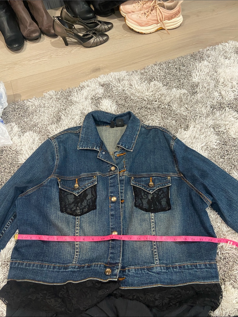Mixit Blue Denim Jacket with Black Lace Accents. Size 2X - Picture 11 of 14